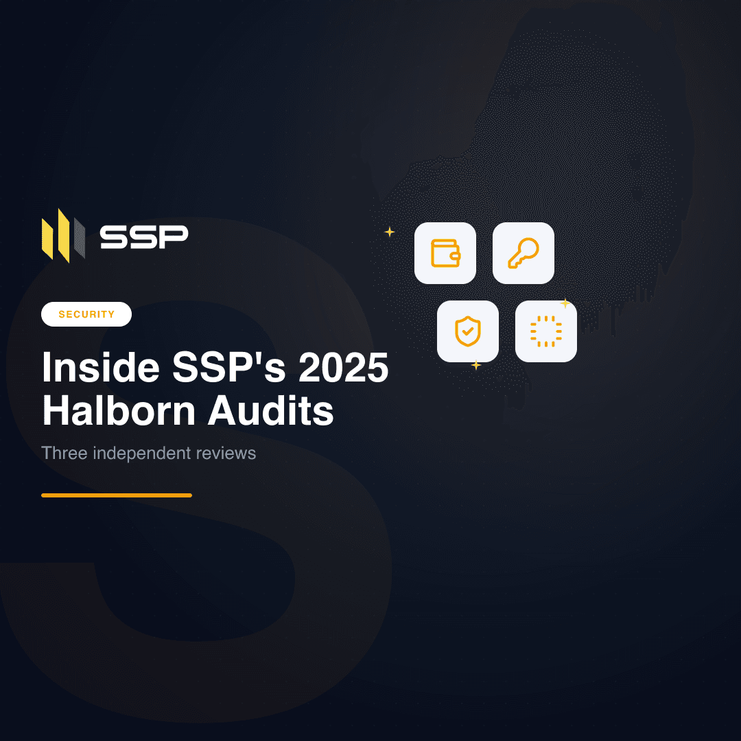 Navy SSP cover graphic for the 2025 Halborn audits newsroom recap, with wallet, key, shield and CPU icons over a dark gradient