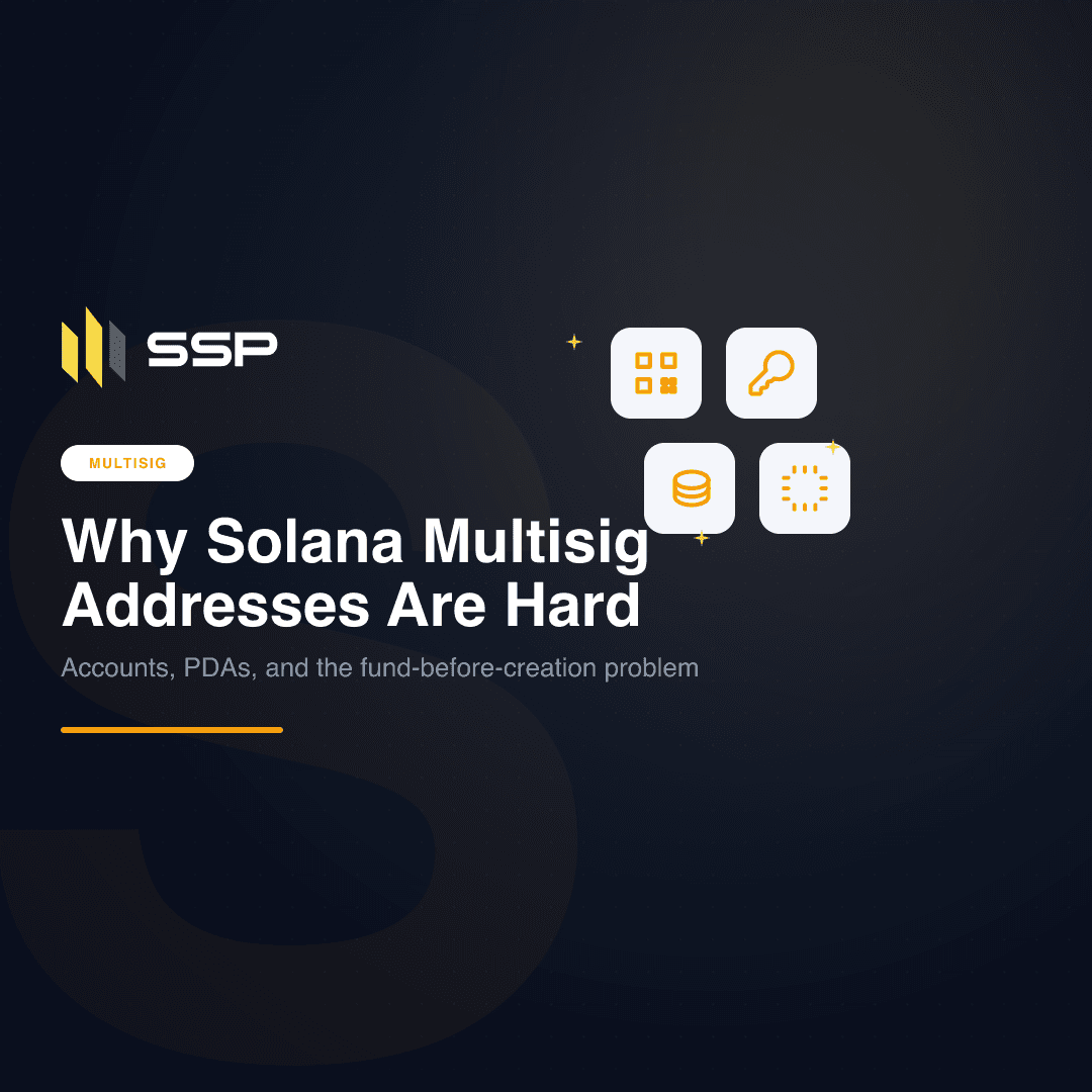 Square SSP cover for an article on why Solana multisig wallet addresses are hard to create