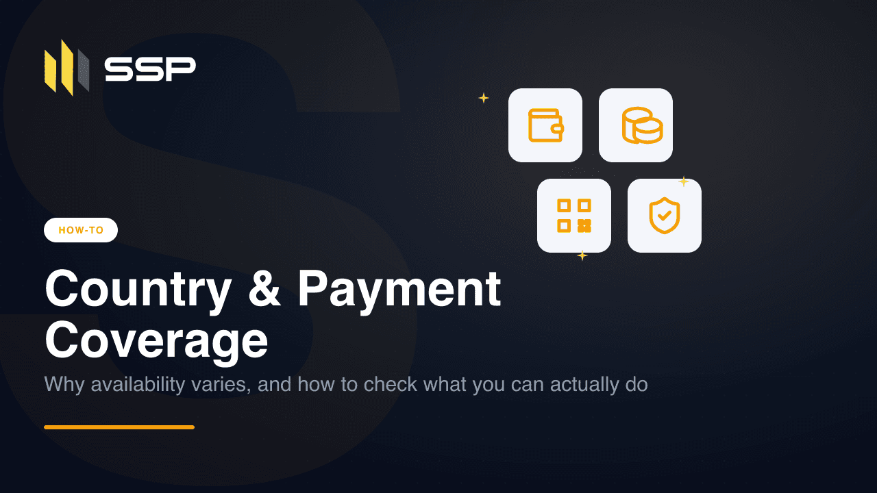 SSP Academy cover: country and payment method coverage for buying and selling