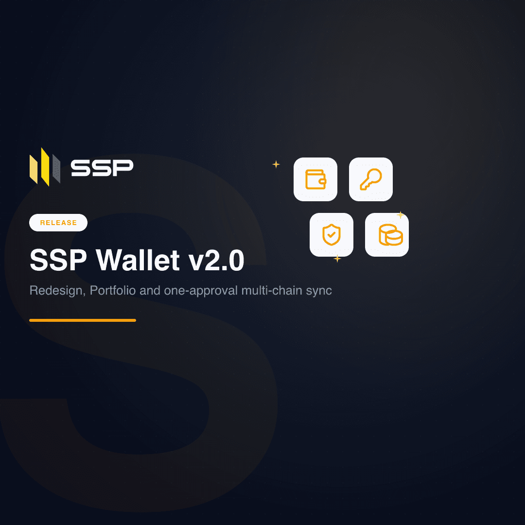 Square SSP Wallet v2.0 release cover with the SSP pillar mark