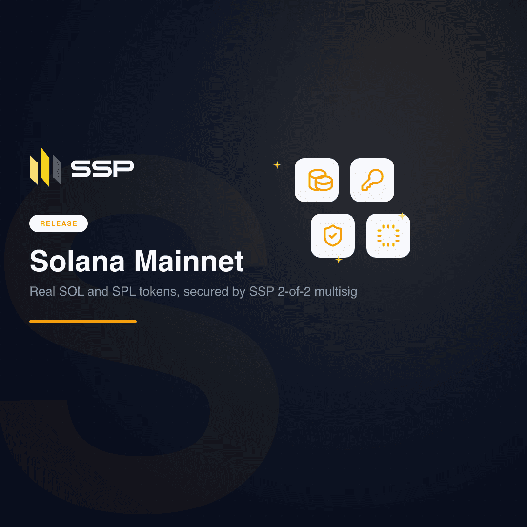 Square Solana mainnet release cover with the SSP pillar mark
