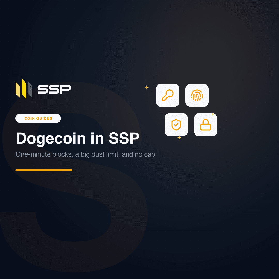 SSP Academy square cover: the Dogecoin coin guide for SSP Wallet