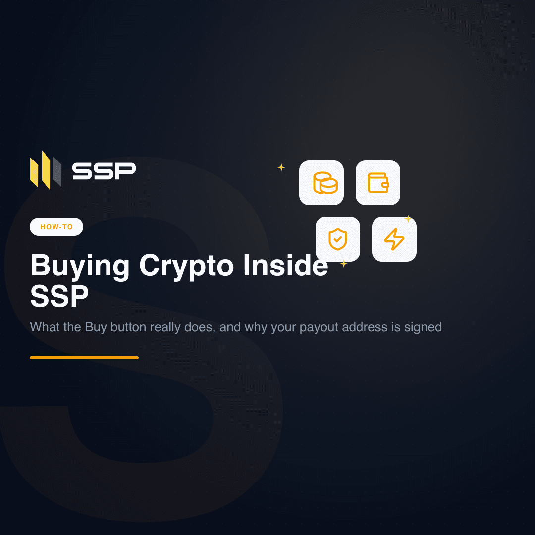 SSP Academy cover: buying crypto inside SSP and how the aggregator engine works