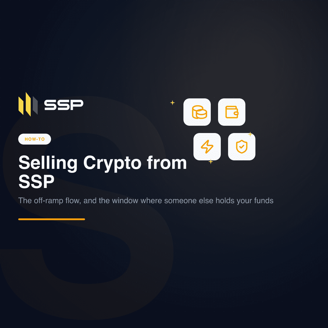 SSP Academy cover: selling crypto from SSP through the fiat off-ramp