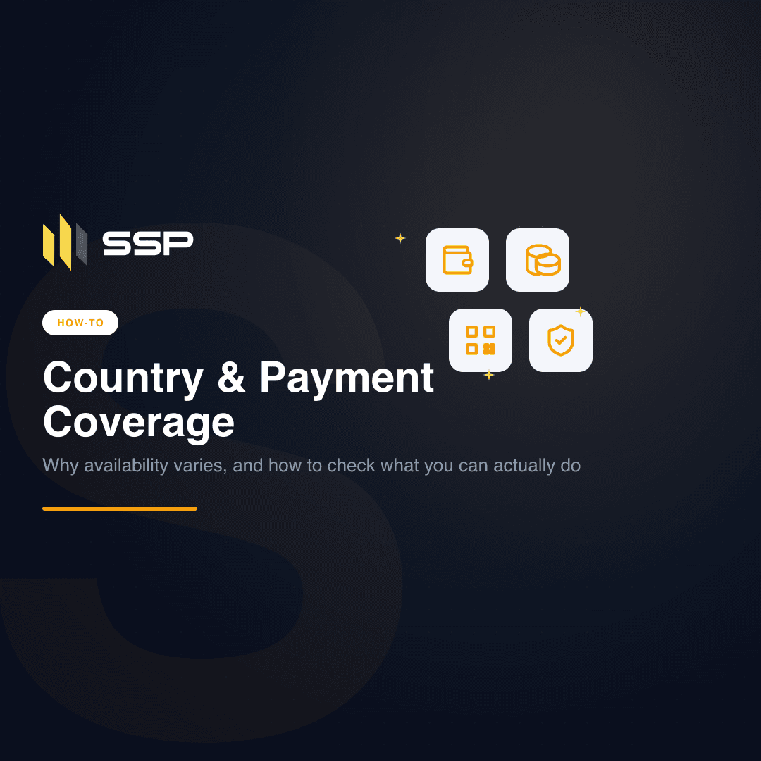 SSP Academy cover: country and payment method coverage for buying and selling